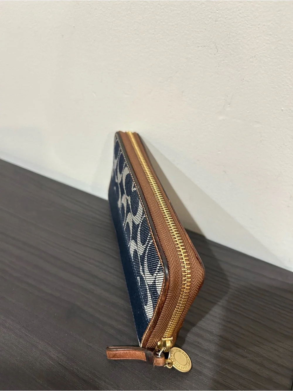 Coach Legacy Signature Striped Denim Accordion Zipper Wallet